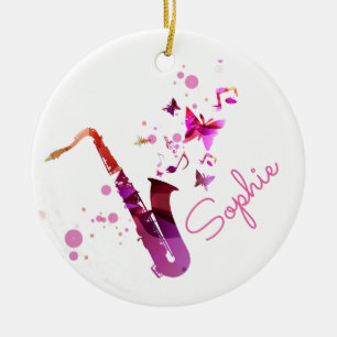 Saxofone schattige muziek en vlinders keramisch ornament