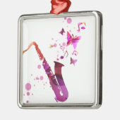Saxofone schattige muziek en vlinders metalen ornament (Links)
