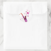 Saxofone schattige muziek en vlinders ronde sticker (Tas)