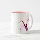 Saxofone schattige muziek en vlinders tweekleurige koffiemok (Voorkant rechts)