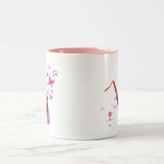 Saxofone schattige muziek en vlinders tweekleurige koffiemok (Center)