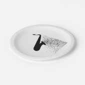 saxofone Silhouette met muzieknotities Papieren Bordje (Gekanteld)