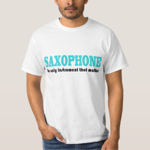 Saxofone-slogan met muziekinstelling t-shirt