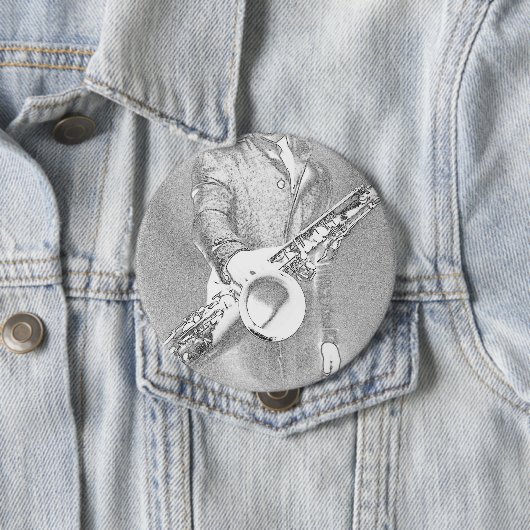 saxofone-speler ronde button 4,0 cm (In situ)