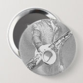 saxofone-speler ronde button 4,0 cm (Voorkant /achterkant)
