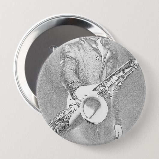 saxofone-speler ronde button 4,0 cm (Voorkant /achterkant)