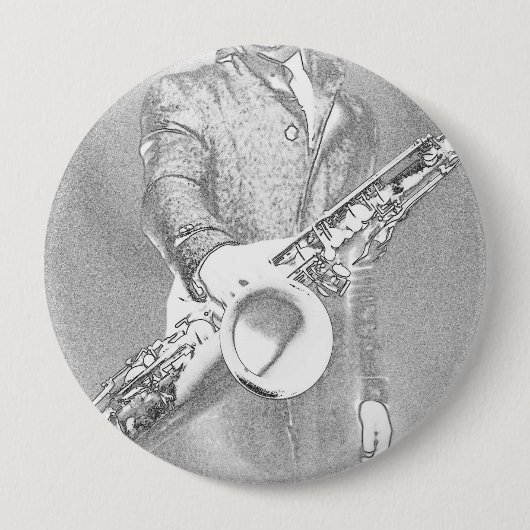 saxofone-speler ronde button 4,0 cm (Voorkant)