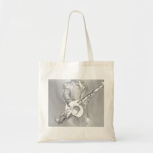 saxofone-speler tote bag (Voorkant)