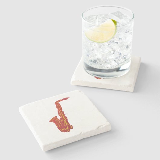 Saxofone Stenen Onderzetter (Zijkant)