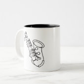 Saxofone Tweekleurige Koffiemok (Voorkant links)