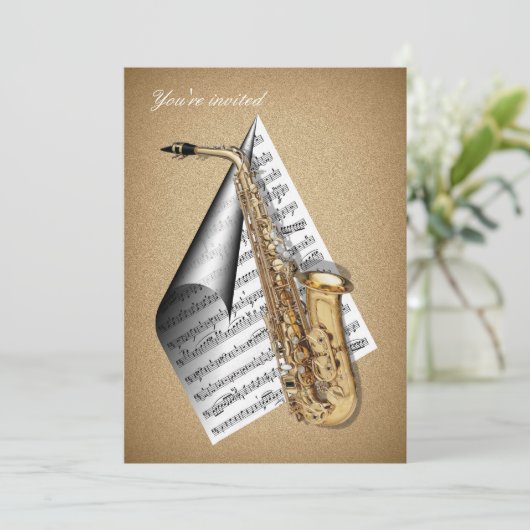 Saxofone-uitnodigingskaarten Kaart (Staand voorkant)