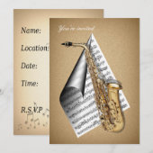 Saxofone-uitnodigingskaarten Kaart (Voorkant / Achterkant)