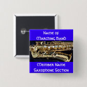 Saxofone Vierkante Button 5,1 Cm (Voorkant /achterkant)