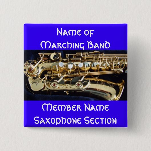 Saxofone Vierkante Button 5,1 Cm (Voorkant)