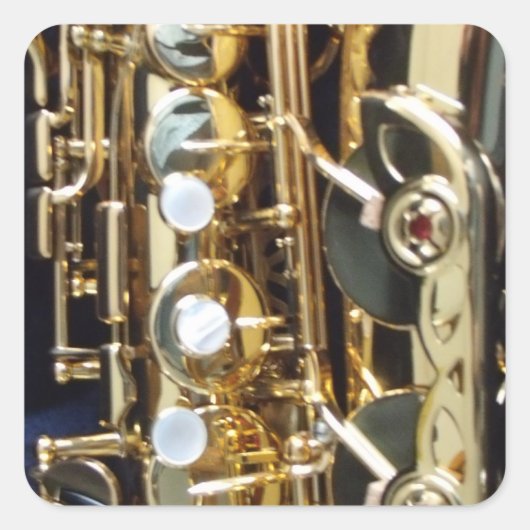 Saxofone Vierkante Sticker (Voorkant)