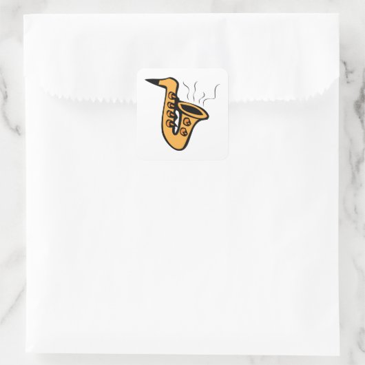 Saxofone Vierkante Sticker (Tas)