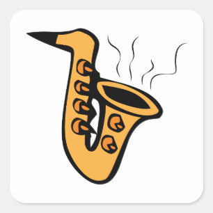 Saxofone Vierkante Sticker
