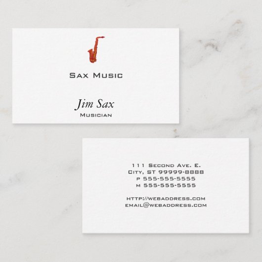 Saxofone Visitekaartje (Voorkant / Achterkant)