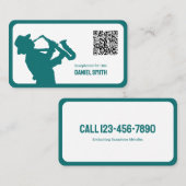 Saxofonist aangepaste QR-code Visitekaartje (Voorkant / Achterkant)