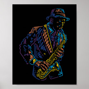 Saxofonist abstracte kunst poster