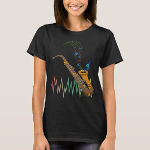 Saxofonist Beat Muzieknoten Treble Clef Jazz Saxo T-shirt