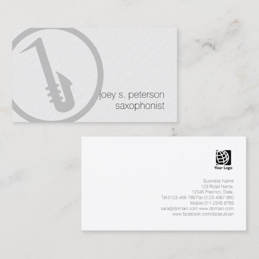 Saxofonist Bold Saxophone Icon Music Visitekaartje (Voorkant / Achterkant)