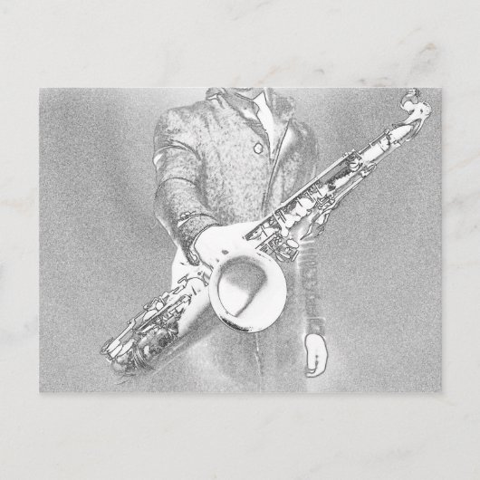 saxofonist briefkaart (Voorkant)