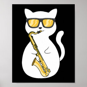 Saxofonist Cat Lover Saxofonist Moon Jazz M Poster