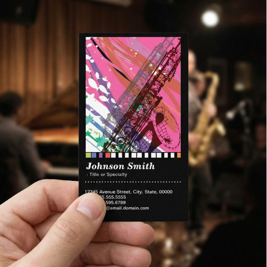 Saxofonist - Coole Abstracte Tekening - QR Code Visitekaartje