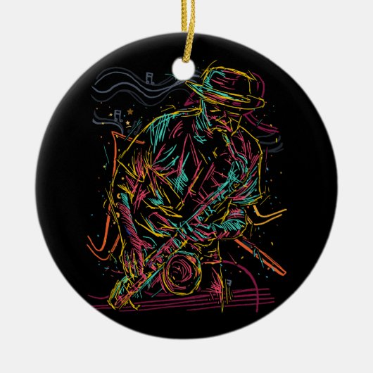 Saxofonist Jazz Muzikant Idee Saxofoon Muziekspel Keramisch Ornament (Voorkant)