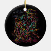 Saxofonist Jazz Muzikant Idee Saxofoon Muziekspel Keramisch Ornament (Achterkant)
