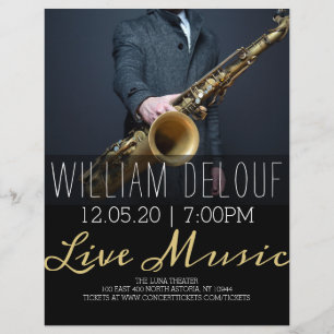 Saxofonist Live Music Saxophone Concert Flyer