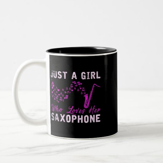Saxofonist Meisje Vrouwen Gift Jazz Muziek Saxofoo Tweekleurige Koffiemok (Links)