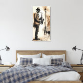 Saxofonist Straatmuzikant Canvas Afdruk (Insitu (Slaapkamer))