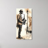 Saxofonist Straatmuzikant Canvas Afdruk (Voorkant)