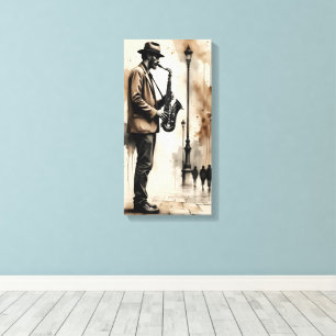 Saxofonist Straatmuzikant Canvas Afdruk