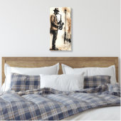 Saxofonist Straatmuzikant Canvas Afdruk (Insitu (Slaapkamer))
