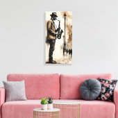 Saxofonist Straatmuzikant Canvas Afdruk (Insitu (Woonkamer))