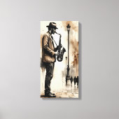 Saxofonist Straatmuzikant Canvas Afdruk (Voorkant)