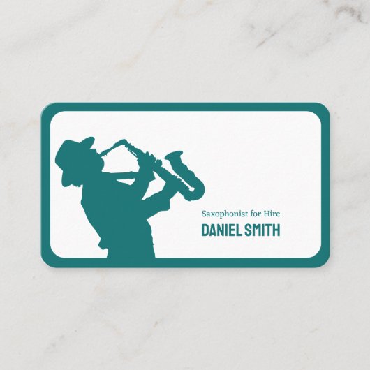 Saxofonist te huur visitekaartje (Voorkant)