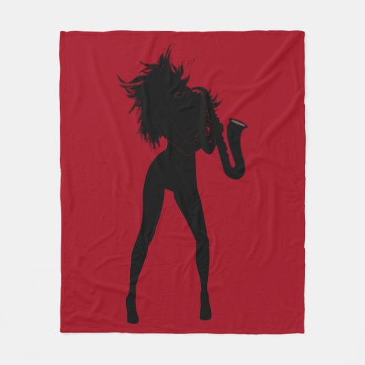 Saxofonist Vrouw Fleece Deken Custom Kleur (Voorkant)