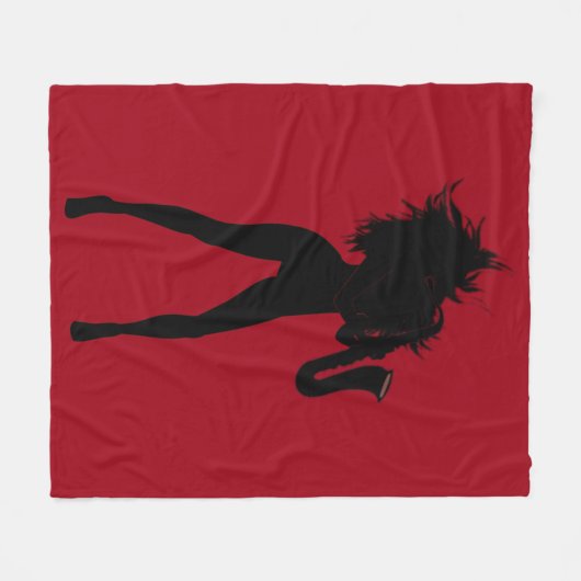 Saxofonist Vrouw Fleece Deken Custom Kleur (Voorkant (Horizontaal))