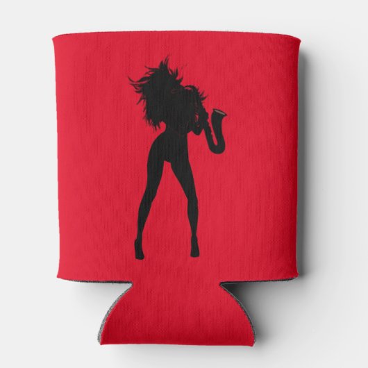 Saxofonist Vrouw Koelbox - Kies kleur Blikjeskoeler (Achterkant)