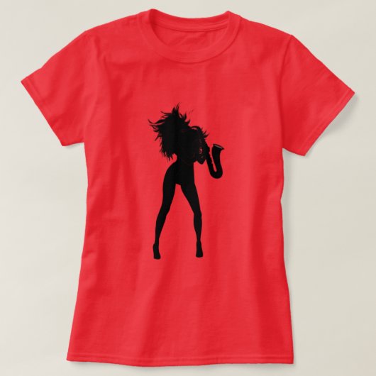 Saxofonist Vrouw T-shirt (Design voorkant)