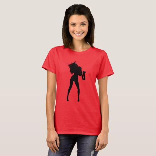 Saxofonist Vrouw T-shirt (Voorkant volledig)