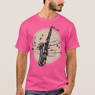 Saxofonistische Muzieknoten Jazz Muzikant Vintage T-shirt
