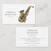 Saxofonistische muzikant Muziekleraar Visitekaartje (Voorkant / Achterkant)