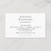 Saxofonistische muzikant Muziekleraar Visitekaartje (Achterkant)