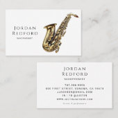 Saxofonistische muzikant Muziekleraar Visitekaartje (Voorkant / Achterkant)