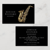 Saxofonistische muzikant Muziekleraar Zwart Visitekaartje (Voorkant / Achterkant)